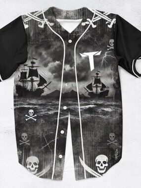 Teminite Rise of the Black Sea EDM Bass Pirate Rave Baseball Jersey Shirt